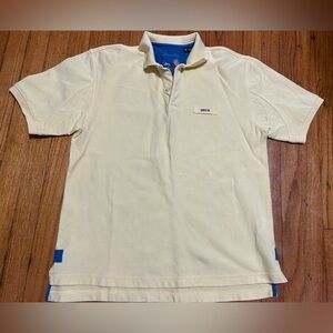 Orvis Polo Shirt Men's Medium Light Yellow Classic Textured Knit Causal